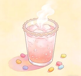 粉色气泡饮品