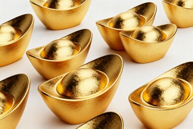 金色元宝排列展示