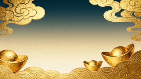 金色元宝祥云图案装饰画