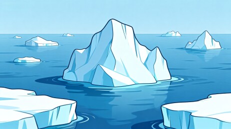 冰山漂浮蓝色海洋