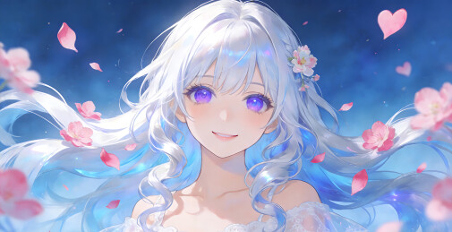 樱花与白发少女二次元动漫背景