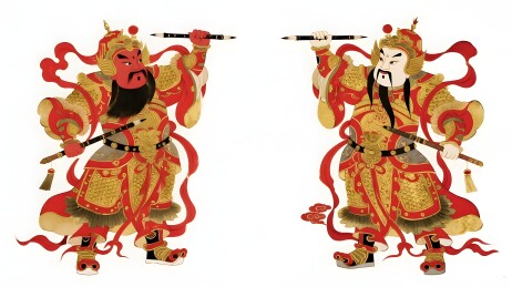 传统门神画像对比展示