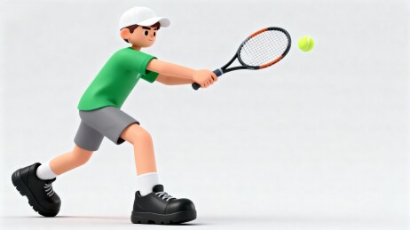 卡通人物打网球动作