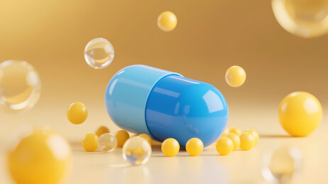 蓝色胶囊金色渐变背景