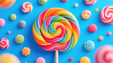 彩虹螺旋棒棒糖