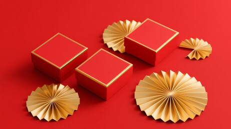 红盒金扇节日风