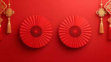 红扇金结喜庆背景