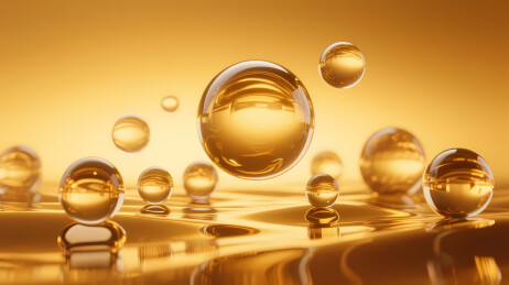 金色背景透明玻璃球