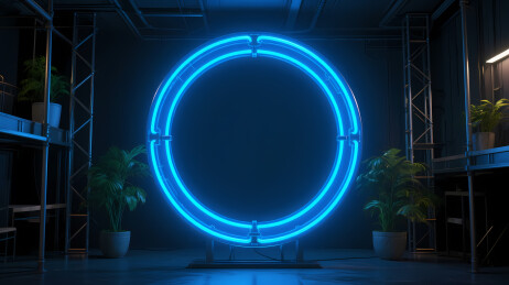 蓝色霓虹圆框工业风