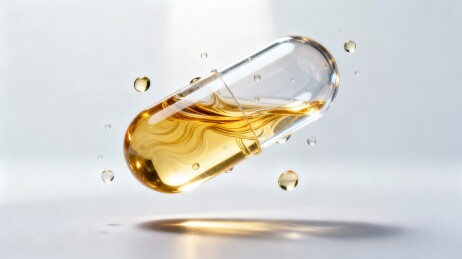 透明胶囊内含金黄色液体