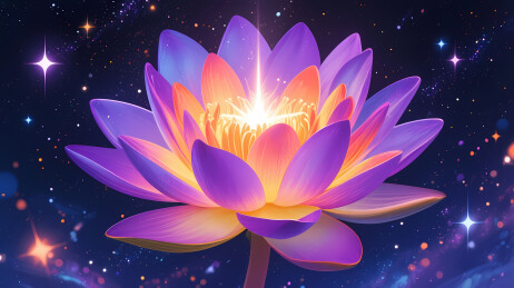 紫莲绽放星空背景