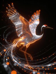 发光鹤影旋转飞舞
