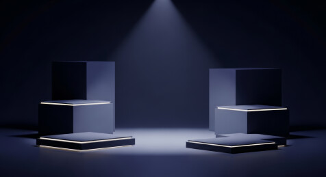 现代简约深色展示台LED灯光设计