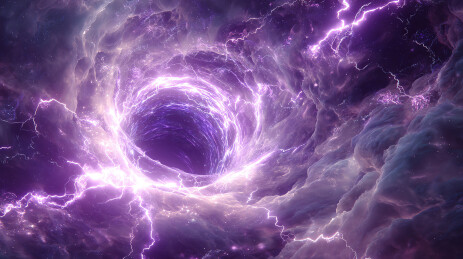 紫色星云中的神秘虫洞景象