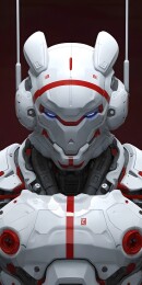 白红机甲带耳饰亮眼科技感满