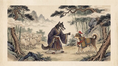 狼穿古装与狗将军对峙山林