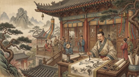古代文人雅集作画场景
