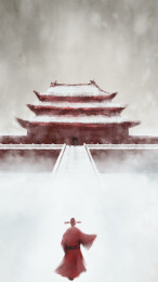 雪落在大明朝朝堂英雄迈步前行