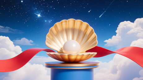 金色贝壳托珍珠