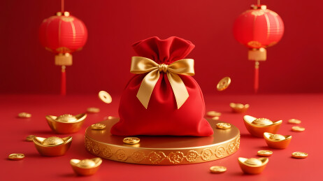 红色礼袋配金元宝
