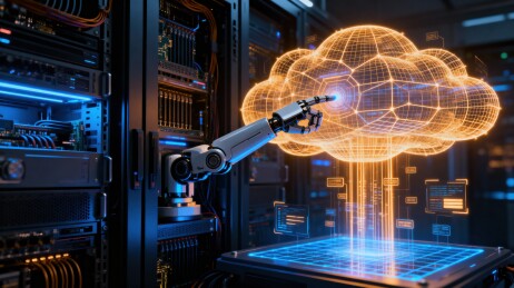 机器人触碰全息云数据界面