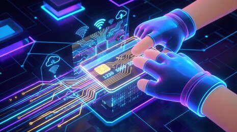 未来科技支付场景手部操作虚拟卡