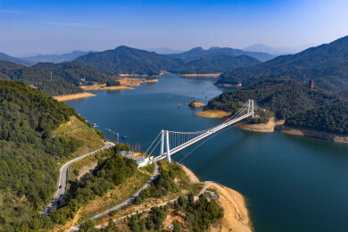 航拍湖南株洲市攸县酒仙湖景区