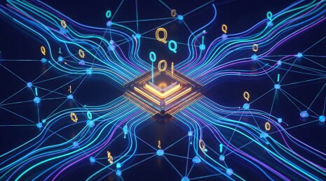 量子计算芯片数据流动视觉图