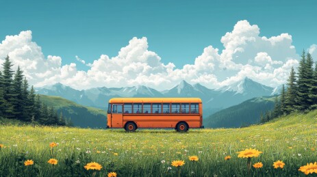 汽车巴士山间公路旅行