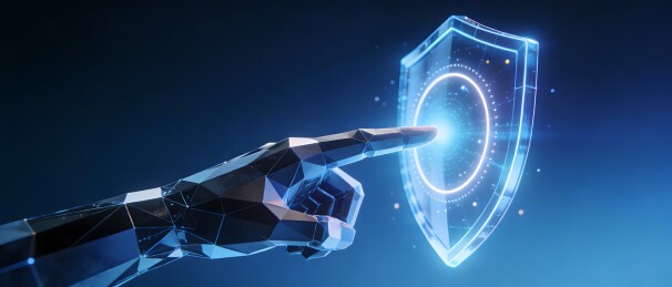 科技感手指触碰发光盾牌