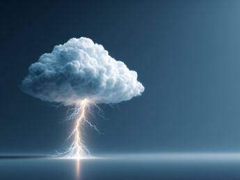 深蓝背景下的超现实雷电云