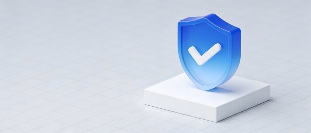蓝色盾牌图标象征安全防护