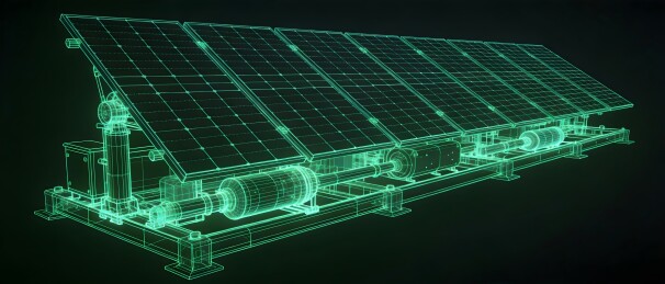 绿色线条太阳能发电装置示意图