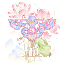 云肩中国传统非遗文化插画