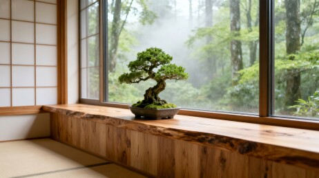 盆景绿植清新室内场景