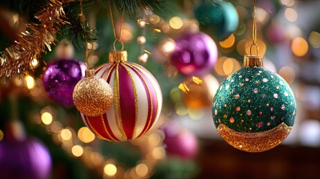圣诞树挂饰五彩斑斓