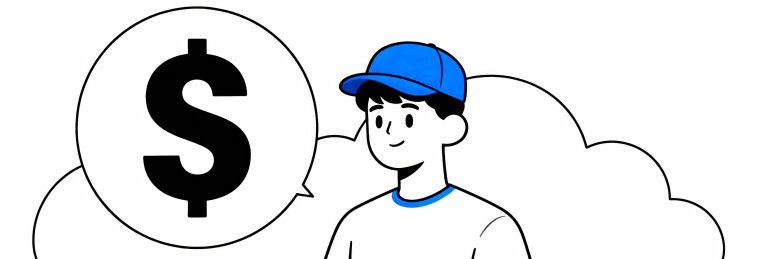 人物与美元符号对话气泡