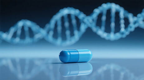 蓝色药丸胶囊和DNA基因检测
