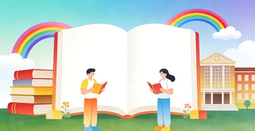 卡通开学季校园插画背景