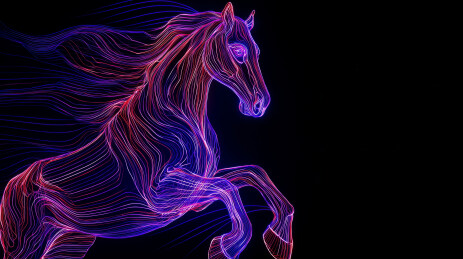 科技感黑暗中飞奔的骏马