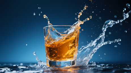 琥珀色液体飞溅瞬间