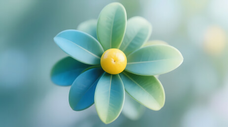 绿瓣黄蕊清新花