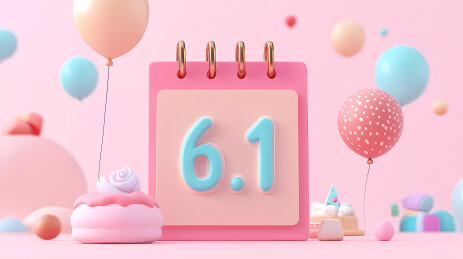 粉色日历庆祝6月1日