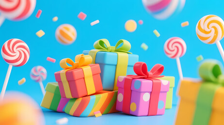 缤纷礼盒与棒棒糖