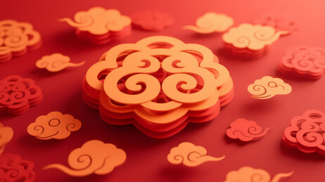 红色卷云纹传统图案