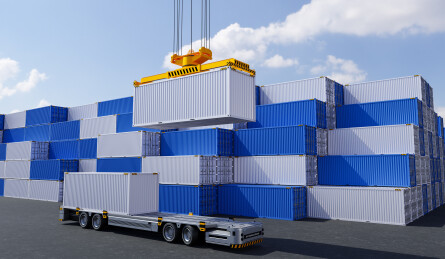 三维渲染的无人自动化码头货运场景概念图