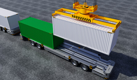 三维渲染的无人自动化码头货运场景概念图