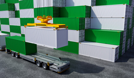 三维渲染的无人自动化码头货运场景概念图