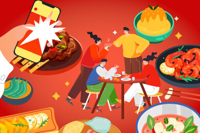 新年春节美食矢量插画
