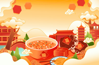 新年春节美食矢量插画